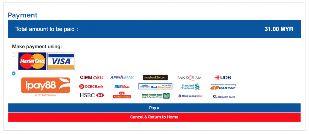 Sistem Tempahan Tiket KTMB - Kaedah Bayaran